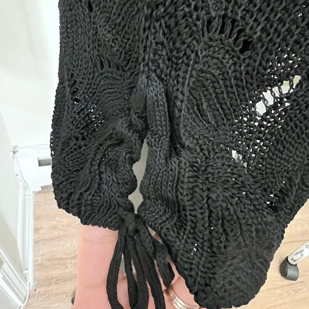 Boho Black Backless Crochet Cover Up